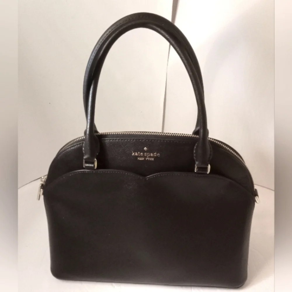 Kate Spade Payton Medium Dome Satchel Handbag Women's Bag Heart Black Leather